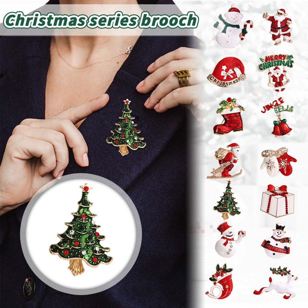 Christmas Series Brooch Bell Snowman Elk Decorative Pin DIY Jewelry Accessories Fresh And Cute Brooch