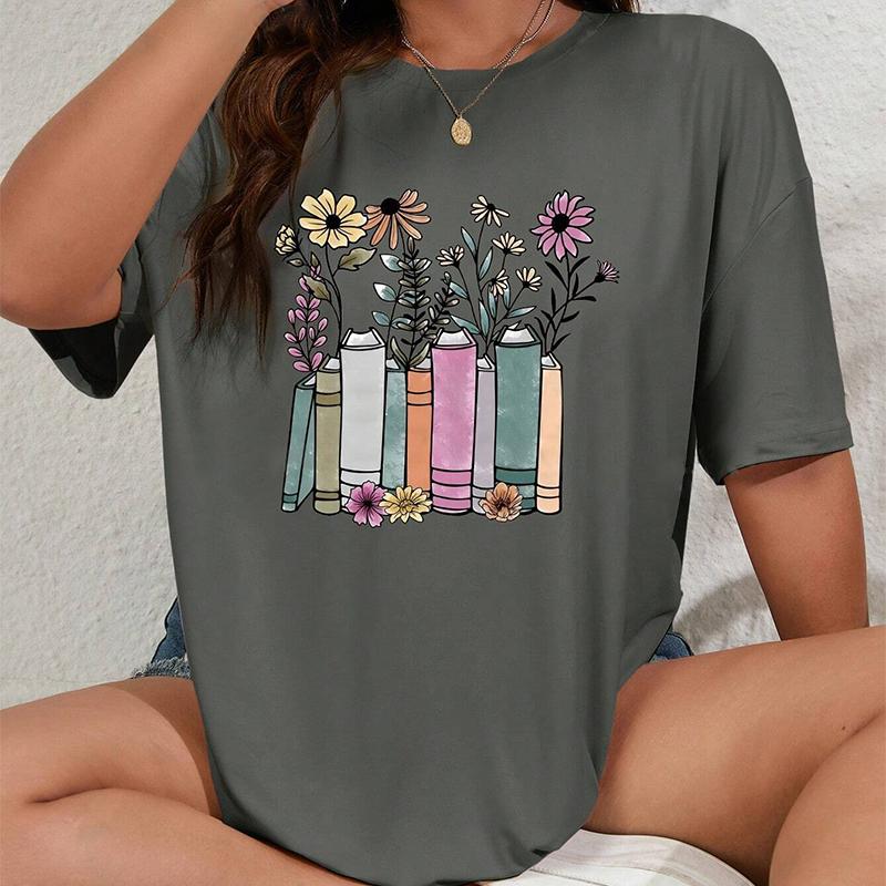 Модная женская креативная футболка с цветочным принтом, забавная повседневная футболка с круглым вырезом и короткими рукавами, летняя женская футболка