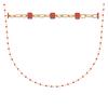 [R1093] - Gold Plated Necklace 'Boho' Golden Red - 45 Cm - 1 Mm