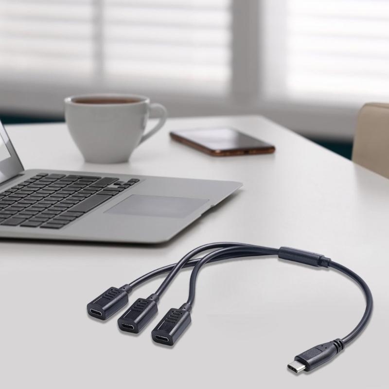 Разветвитель USB Type-C (папа) на 3 порта Type-C (мама) для быстрой зарядки 5V3A и передачи данных, одновременная поддержка телефонов и ноутбуков