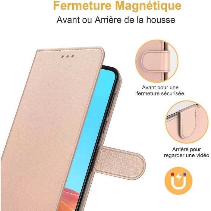 Coque de protection - BOOLING - pour Samsung Galaxy A14 5G - Fermeture magnétique - Effet cuir - Rose