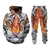 Tiger 3d Printed Hoodie Pants Suit Male Autumn Winter Casual Sweashirt Pullover Men Tracksuit Set Fashion Men's Clothing Suit