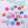 50pcs Mix Resin Mini Colorful Three Leaf Rose Flat Back Flower Figurines Nail Art DIY Wedding Scrapbook Crafts Accessories Decor
