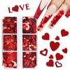 6 Grids Mixed Valentine's Day Nail Art Sequins Shiny Red Love Heart Glitter Flakes Nails Supplies For Professionals Accessories
