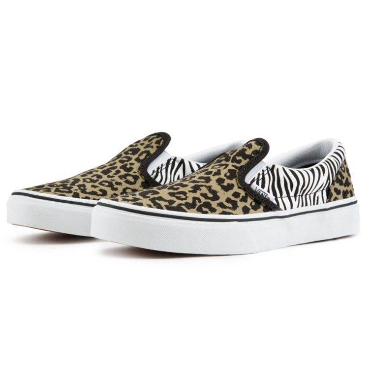 Vans Classic Slip-On Kids Animal Mix Kids Sneakers Brown Leopard Zebra VN0A4UH82JK