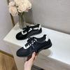 Knot Lace-up Color Matching Round Head Thick Sole Heightening Women's Fashion Versatile Casual Board Shoes Women