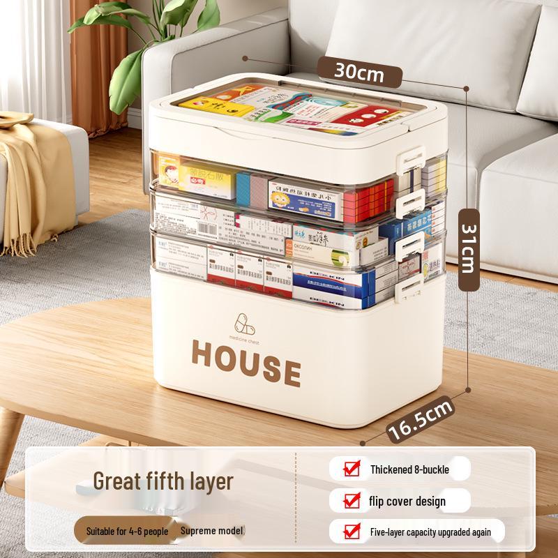 Large Multi-Layer Medicine Storage Box - Portable Family First Aid Kit