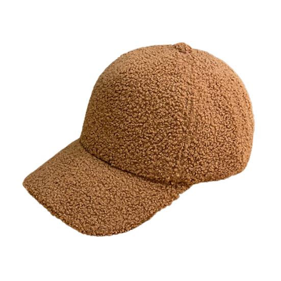 Plush Baseball Cap Autumn Winter Fuzzy Curved Brim Windproof Warm Solid Color UV Protection Men Women Adults Outdoor Sports Casual Ponytail Peaked Hat