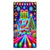 Fluorescent Christmas Door Cover 71x35 Inch Glow In The Dark Door Banner with Santa Tree Gift Box for Winter Front Door Party Wall Decor