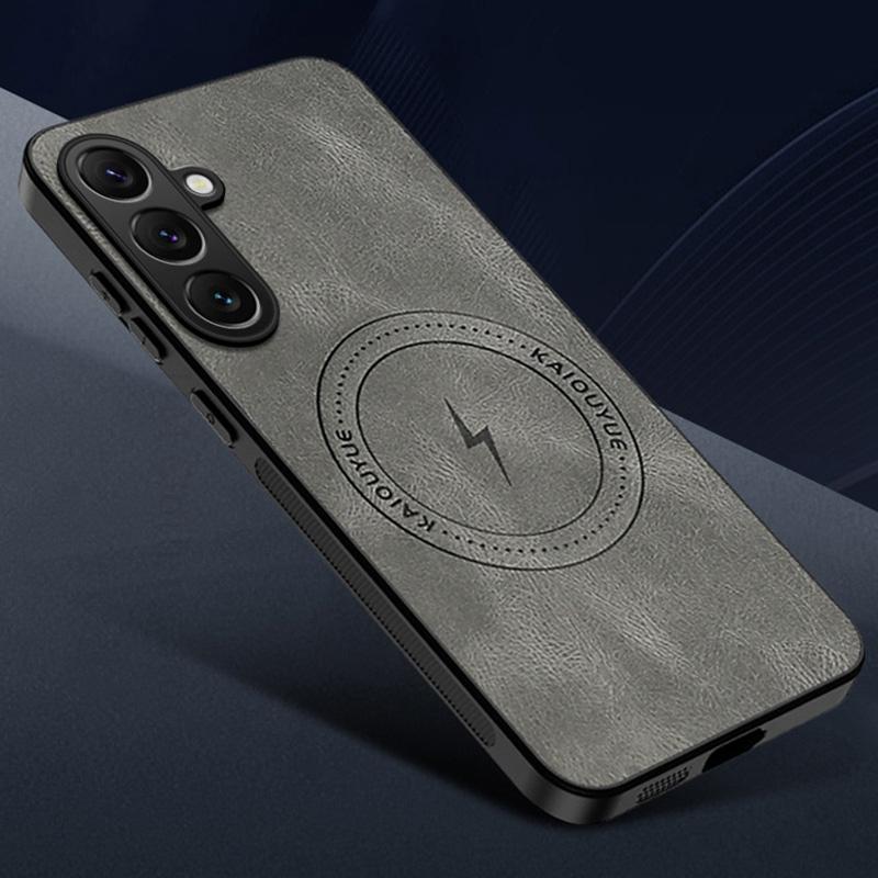 Ударопрочный кожаный чехол-бампер для телефона для Samsung S25 Edge, магнитный для Magsafe, защитная задняя крышка для Galaxy A06 A56 A36 A54
