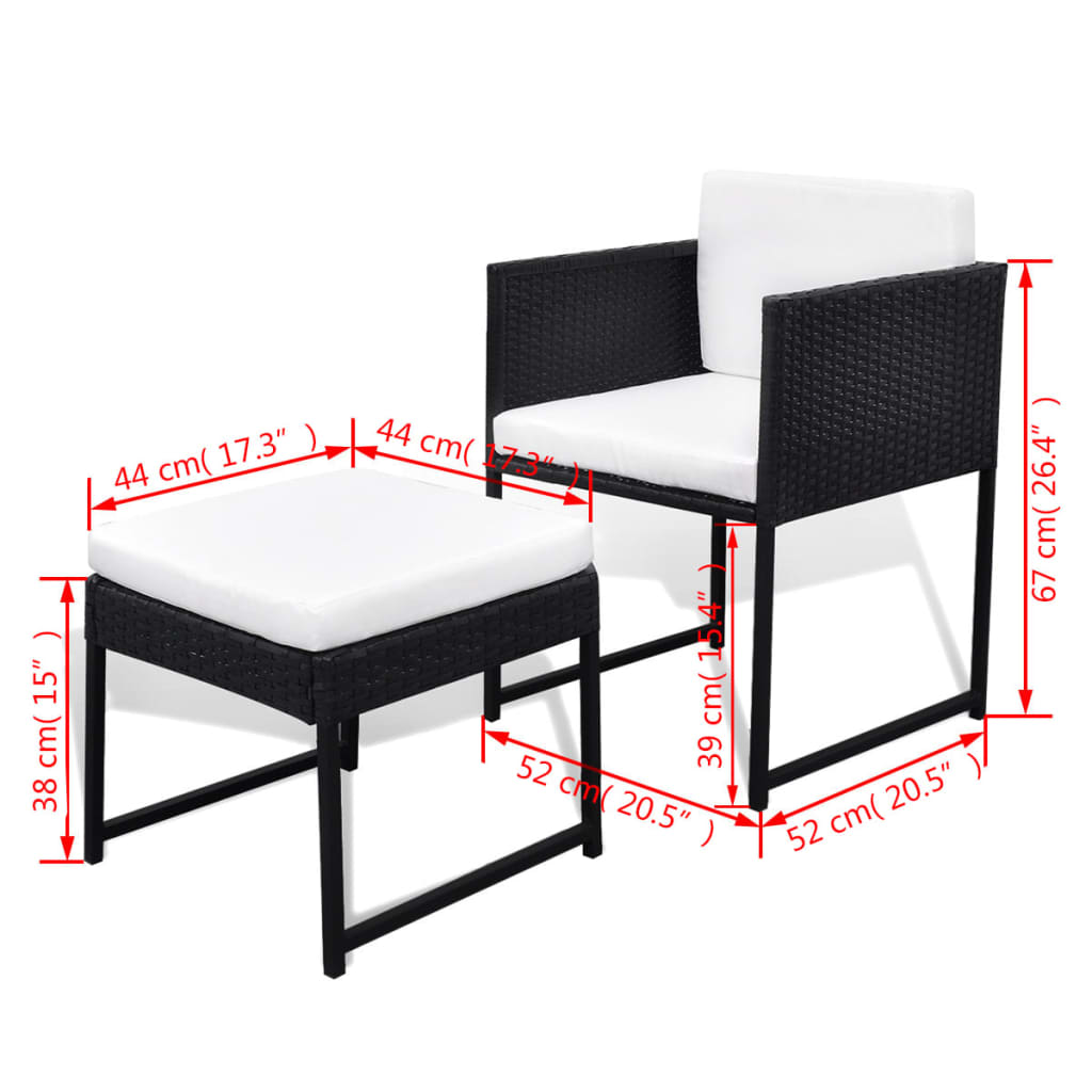 11 piece Garden Dining Set with Cushions Poly Rattan Black