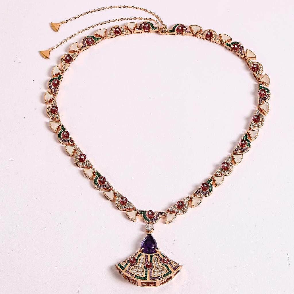 Модный зимний геометрический набор из серебра 925 пробы с цирконом: серьги-веера и колье для женщин