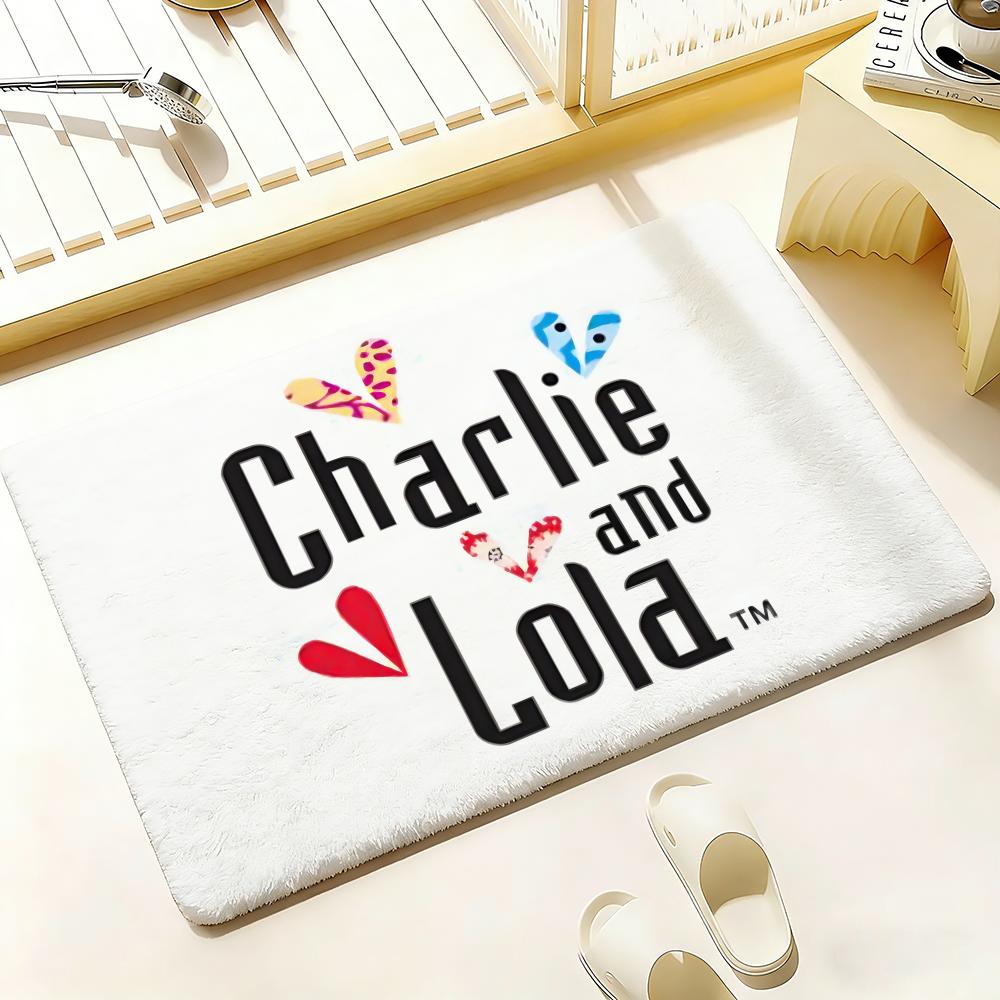 C-Charlie and Lola anime Floor Mat Bedroom Living Room Flannel Door Mat Non-Slip Home Decor