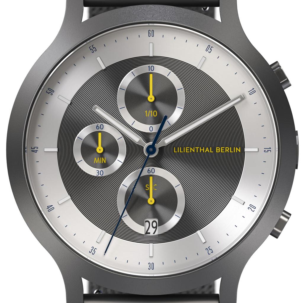 Lilianthal Berlin Chronograph Watch with Date Made in Gray CD1-004-B040F Men's Display, Germany,
