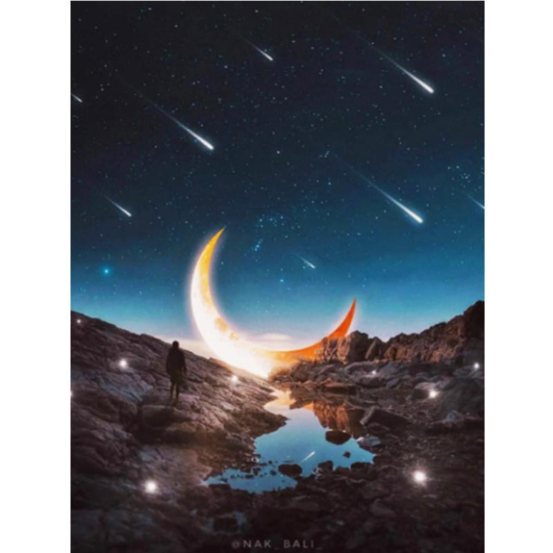 5D DIY Алмазная картина Луна Вид Алмазная вышивка Набор для вышивки крестом Полный горный хрусталь Мозаика Домашний декор