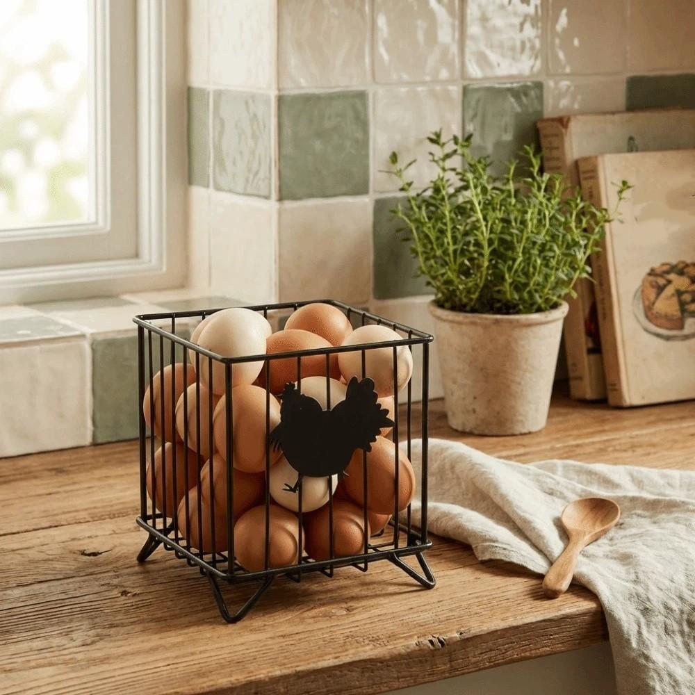 Rustic Egg Gathering Basket Sturdy Candy Storage Basket Hen Pattern Storage Basket Kitchen