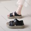 Fashion Comemore Thick Bottom Sandals Women Summer New Retro Hollow Fashion Belt Buckle Platform Cover Heel Sandals Women's Outer Wear