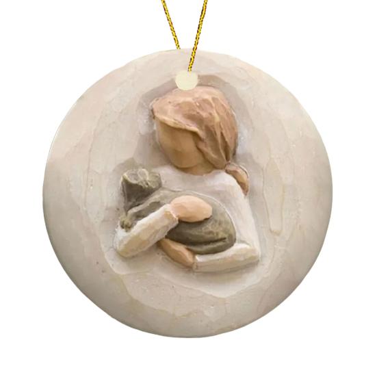 Christmas Ornament for Horse Lovers Hugging Horse Acrylic Pendant Christmas Tree Hanging Decoration Holiday Gifts for Girls Women Cowgirls