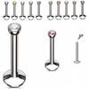 2X 2mm Multicolour Crystal Internal Thread Labret 6mm - 12mm Steel Ring Bar Ear Tragus Monroe Lip Stud Piercing