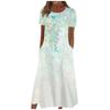 Women's Summer Casual Fashion Floral Print Short Sleeve Round Neck Pocket Dress