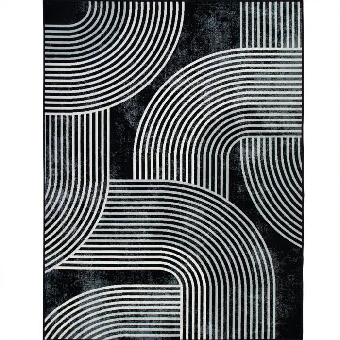 Modern Scandinavian Living Room Rug Black 190x240