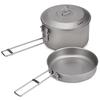 Camping Cookware Set Titanium Pot and Fry Pan Set with Lid and Foldable Handles for Outdoor Camping