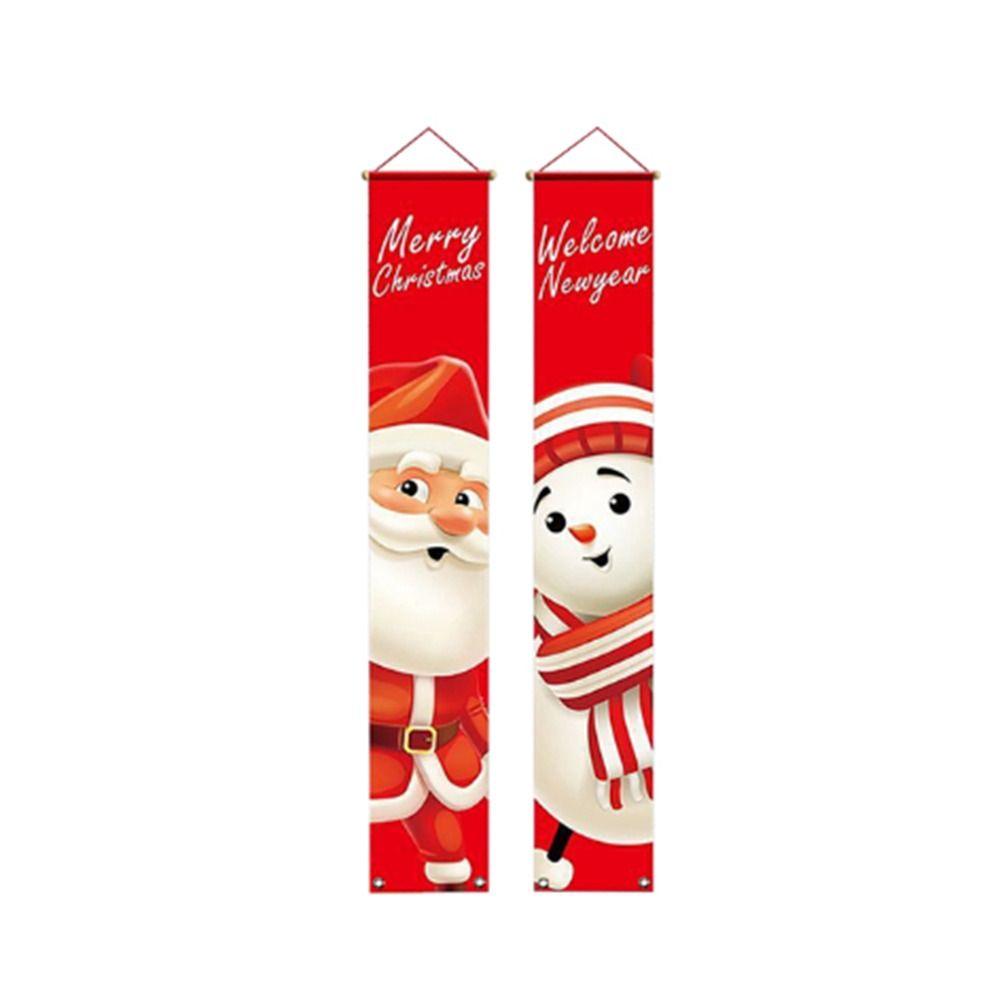 1pair Snowman Christmas Porch Sign Cloth Christmas Hanging Banner  Xmas Navidad Gift