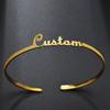 Atoztide Новый персонализированный индивидуальный матовый браслет с именем, регулируемый, нержавеющая сталь, открытый браслет с надписью «Любовь», ювелирный подарок для