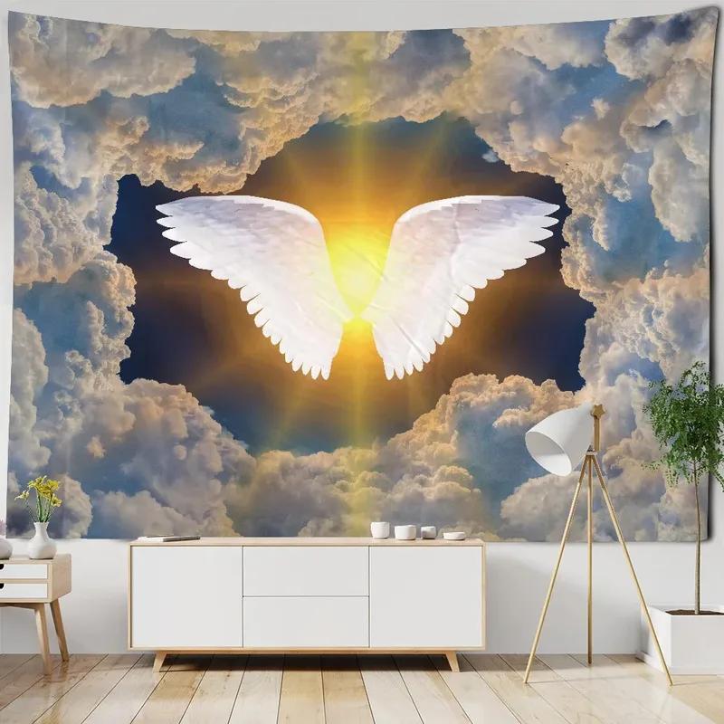 Гобелен с узором «Космические крылья фантазии» для украшения стен дома, гобелен для спальни, гостиной, гобелен