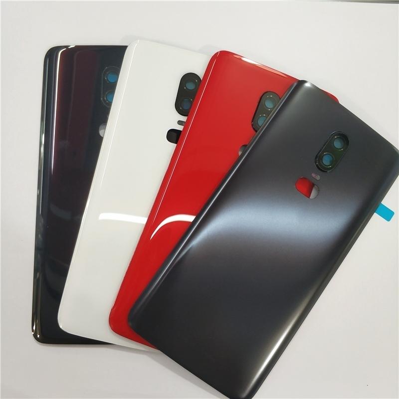 Для Oneplus 6 Стеклянная задняя крышка Ремонт Замена Дверца аккумулятора телефона С объективом камеры