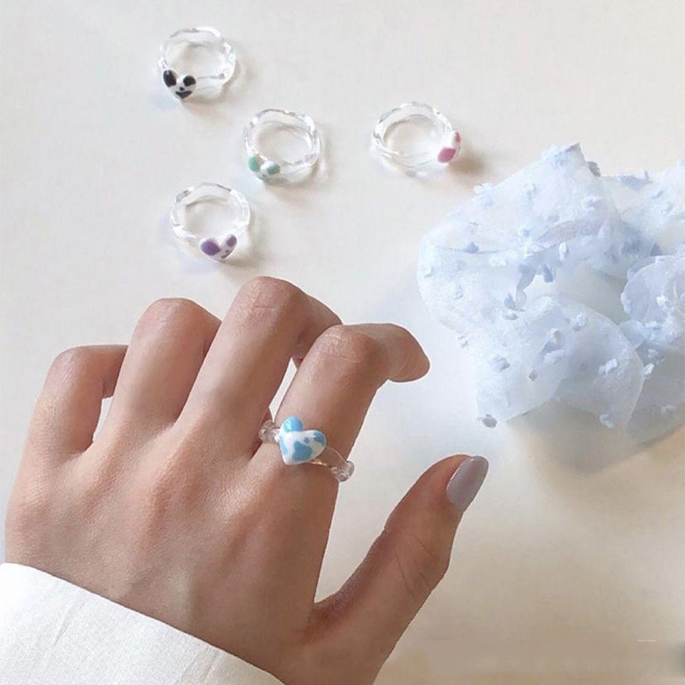 Gift Dream Colorful Leopard Creative Transparent Finger Ring Female Ring Heart Korean Style Ring