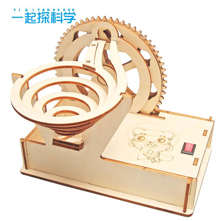 DIY Technology Малое производство Деревянные электрические треки Стальные шариковые горки Строительные блоки ручной работы Собранные игрушки для учащихся начальной и средней школы