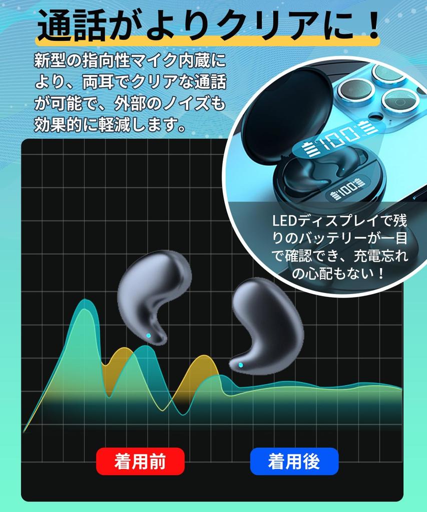 Kandar and Night Sleeping Small Sleeping Wireless Wireless Earphones for Mini Ultra Left and Right iOS Android Black [Day Earphones] Earphones,