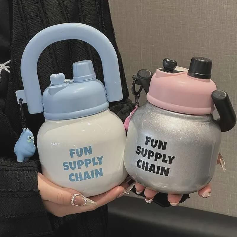 Portable Large-Capacity Cute Straw Cup for Girls