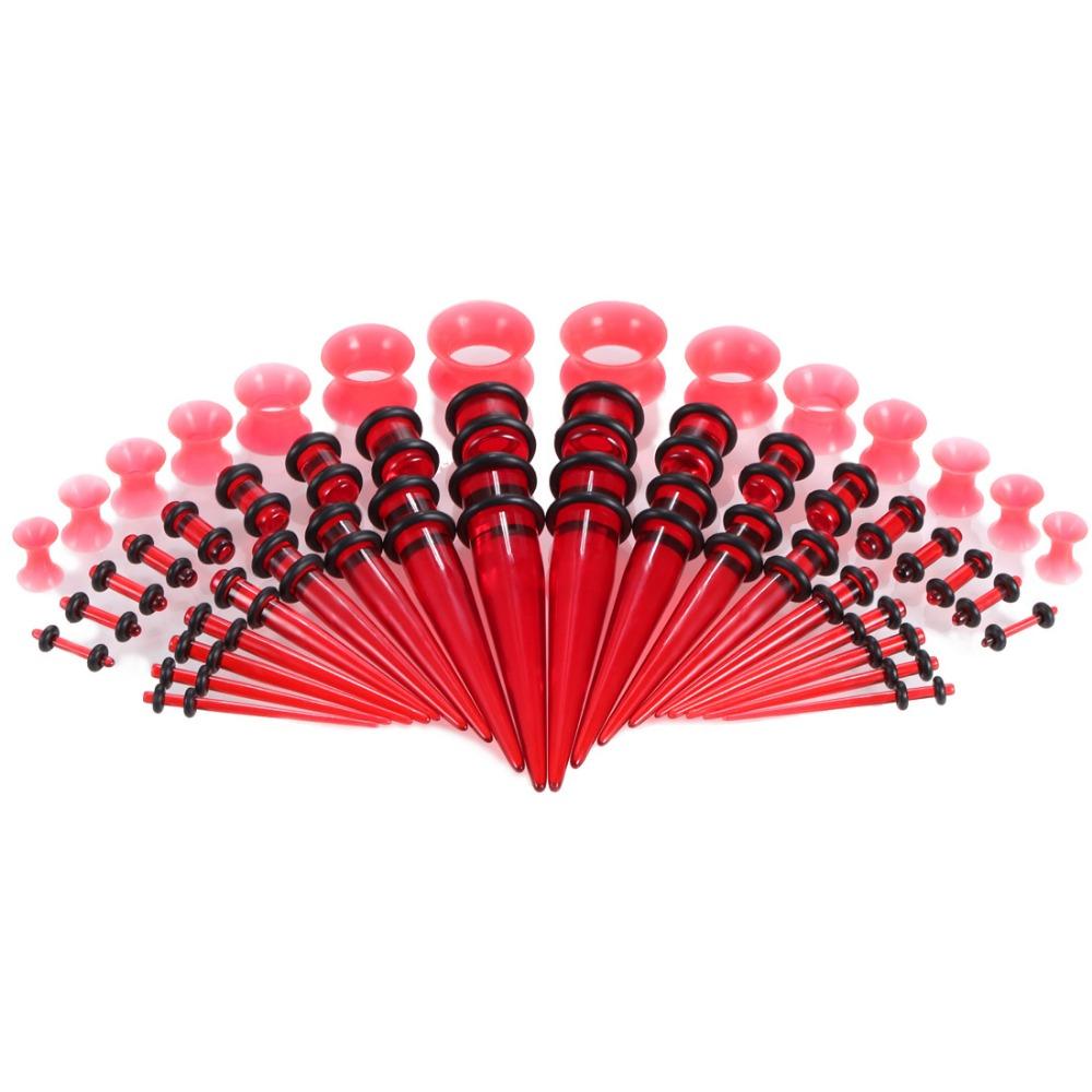 50Pcs Acrylic Ear Gauge Kit 14G-00G Ear Taper Ear Dilation Ear Stretching Kit Unisex