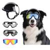 Pet Safety Helmet and Goggles Set with Breathable Lining Impacts Resistant Frame Travel Gear for Large Breeds Riding