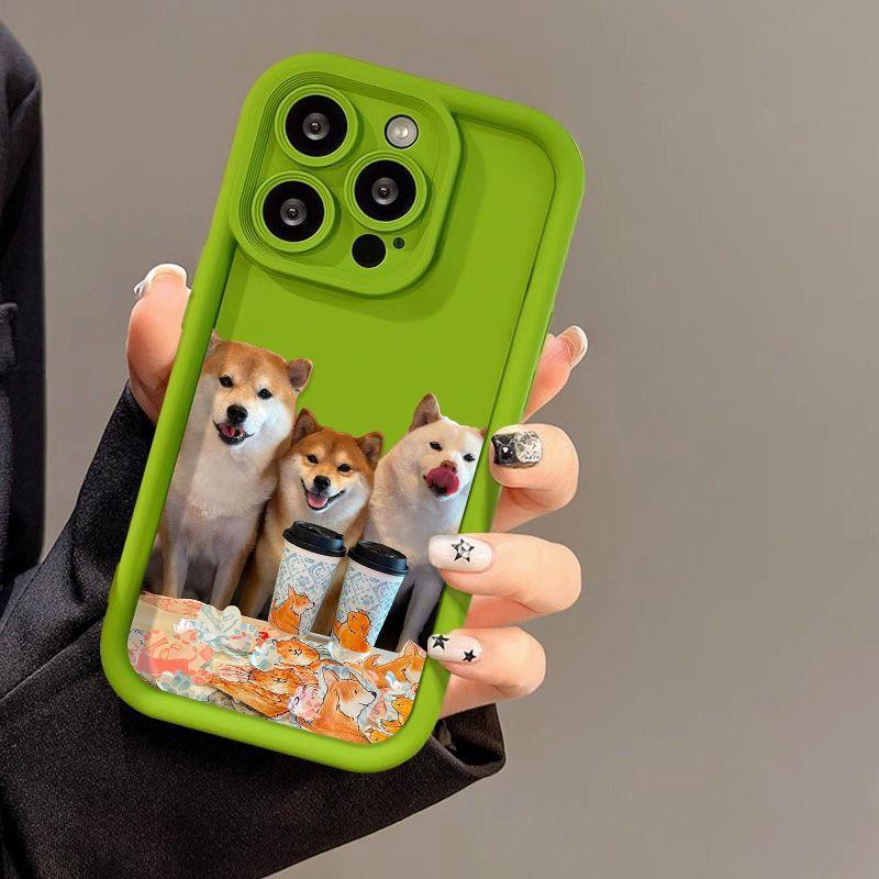 Чехол для мобильного телефона iPhone17ProMax с рисунком собаки с молочным чаем 16 Apple 17 матовый 14/15 премиум 13 завод