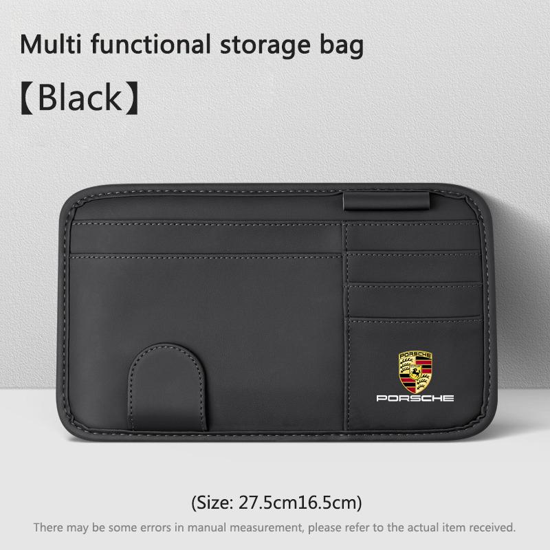 AEKUQ1 1PC Car Sun Visor Multi-function Eyeglasses Clips Card Storage Bag For Porsche Cayenne Panamera Macan 911 718 918 Taycan Boxster