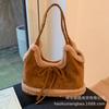 Korean Suede Portable Bucket Bag Women's 2025 New Trendy Fashion Plush Bag Versatile Large-capacity Tote Bag