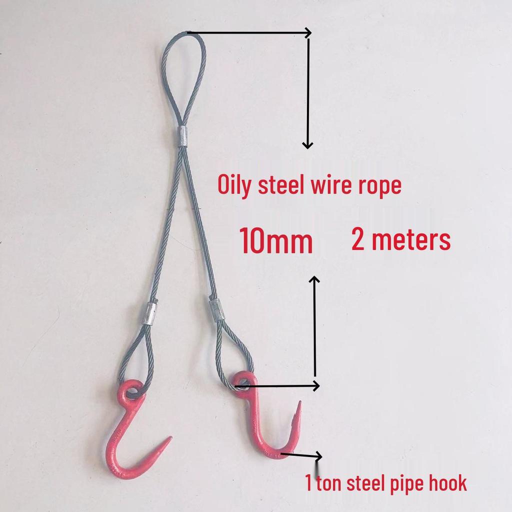 Двухветвевой строп из плетеного стального каната с крюками для такелажа при обслуживании кранов