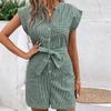 Summer Women Rompers Solid Color Playsuits Short Sleeve One-piece Shorts