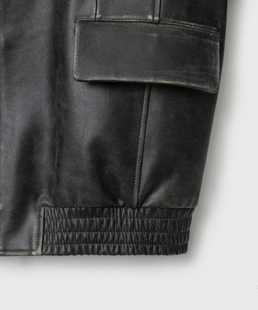 Belier Diagonal Leather Blouson - Vintage Grey