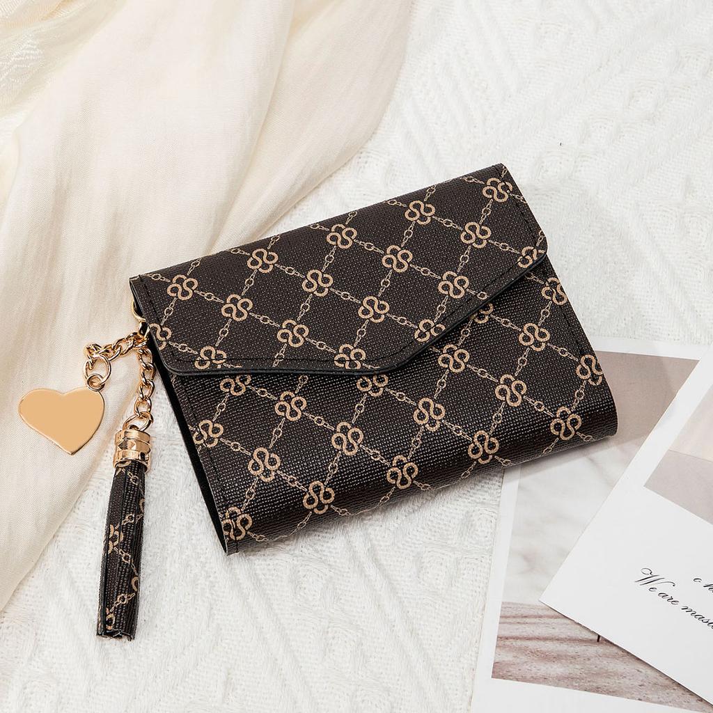 Новый женский шикарный ретро-кошелек для карт с модным принтом, многофункциональный короткий кошелек для монет из искусственной кожи, портативный ультратонкий маленький кошелек