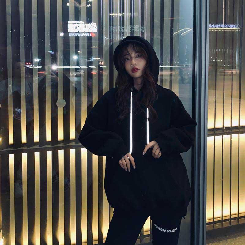 Светоотражающие толстовки Ангел на спине с буквенным принтом в уличном стиле, толстые толстовки унисекс, зимний теплый пуловер, пальто, женские толстовки в стиле панк