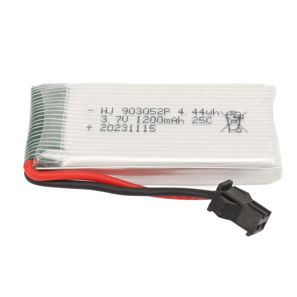 3.7V 1200mAh Lithium Battery Lithium Polymer Ion Battery with SM Black Plug for X5SW Quadcopter 25C