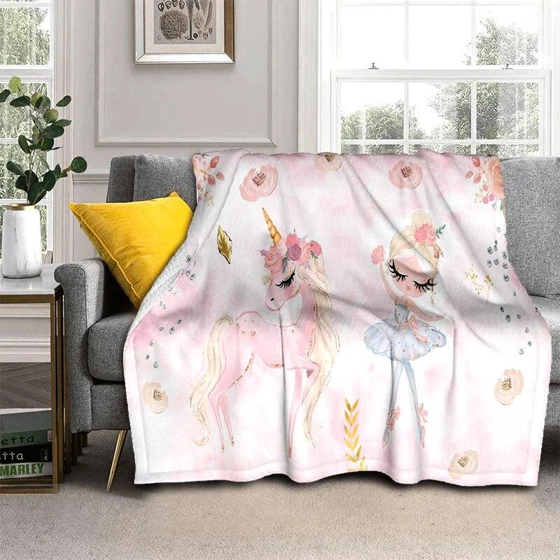 Милое 3D одеяло с изображением балета для девочек, балерины, феи, лебедя, единорога, мультяшное 3D одеяло, мягкое одеяло для дома, спальни, кровати, дивана, пикника, путешествий, детей