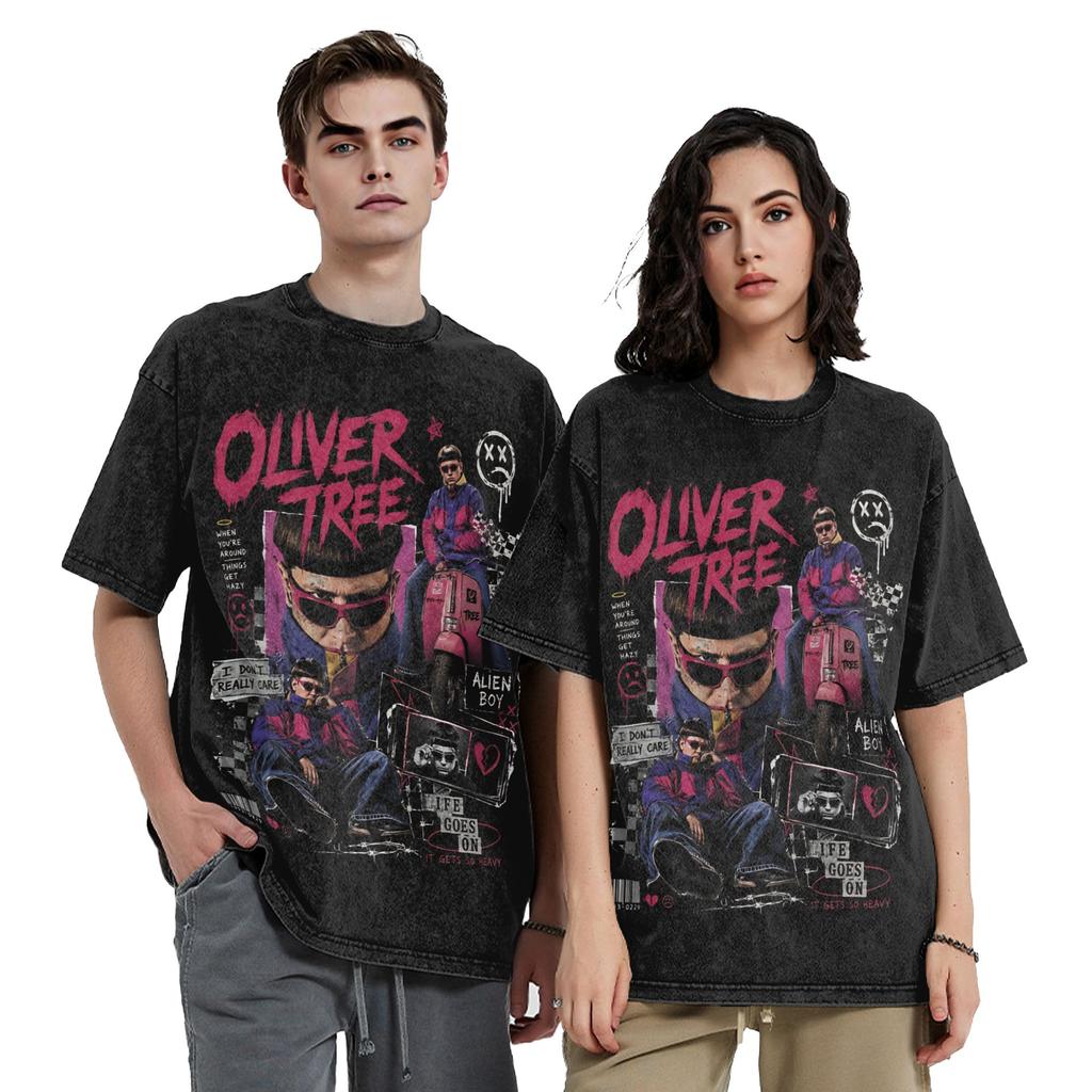 Washed T Shirts RIP Oliver Tree Memorial Hip Hop Novelty TShirts Oversize Streetwear Short Sleeve Printed Tees for Men Women