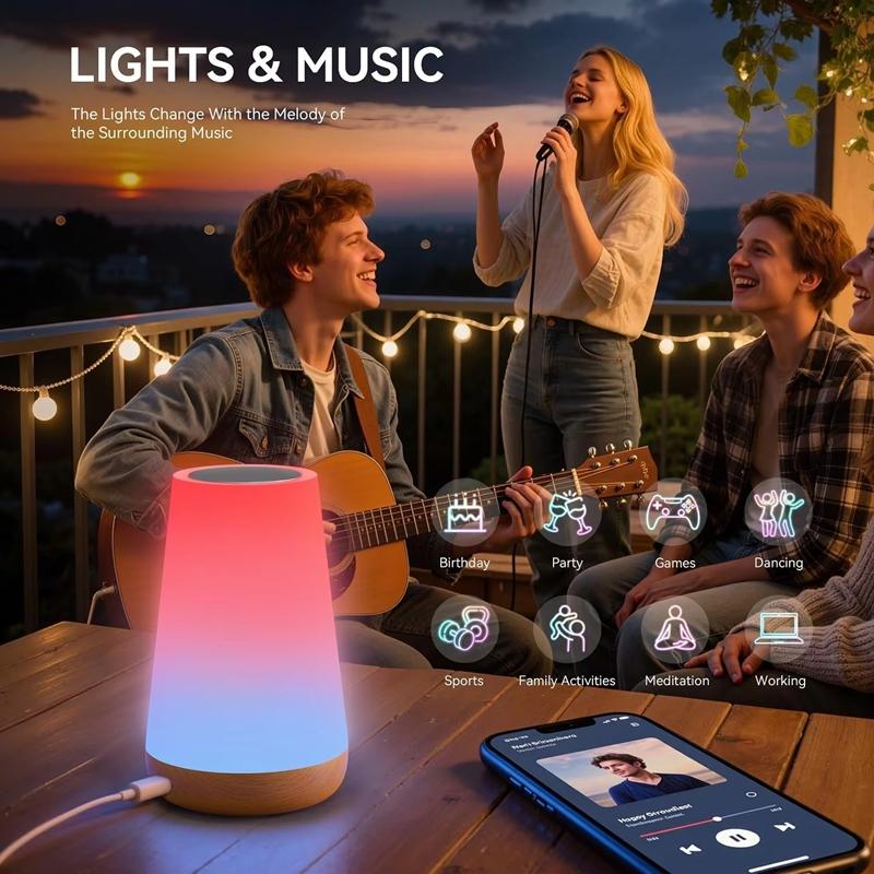 Умный WiFi RGB Ночник с Сенсорным Управлением, Настольная Лампа, Регулируемая, Меняющая Цвет, Атмосферная Лампа для Спальни, Гостиной, Декор