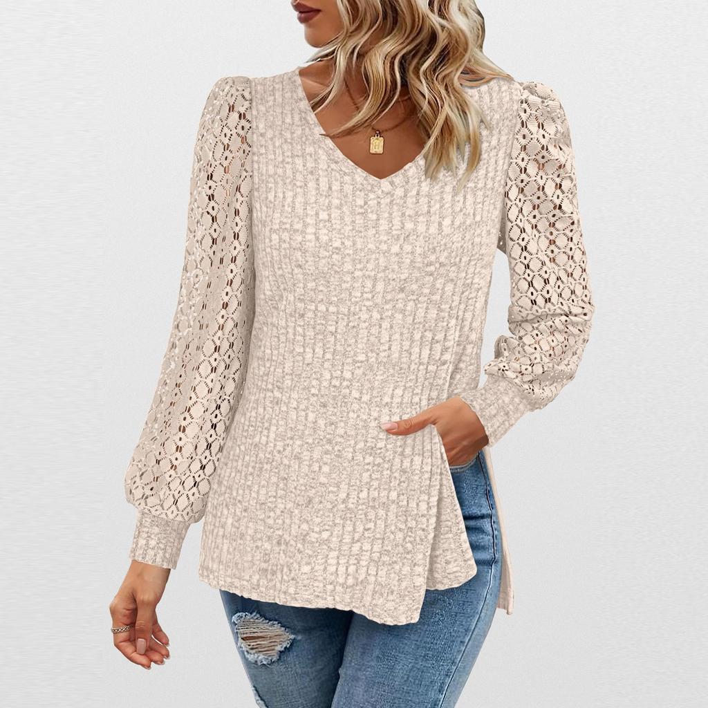 Womens Long Sleeve Work Shirts Lace Tops Fall Fashion Lightweight Sweaters Business Casual Blouses