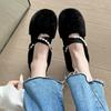 Fashion White Temperament High-end Flat-soled Fluffy Shoes for Women's 2025 New Autumn and Winter Xiaoxiang Soft-soled Mary Jane Cotton Shoes